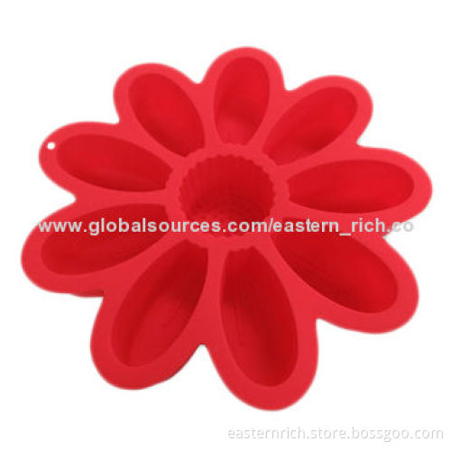 Silicone cake mould, sun flower shape, diameter is 27 x 5cm